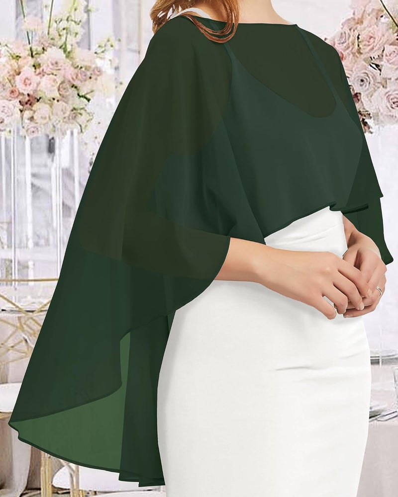 CHICGAL Womens Capelets Shawls and Wraps for Evening Dress Chiffon Capes Wedding Cover Up - Image 3
